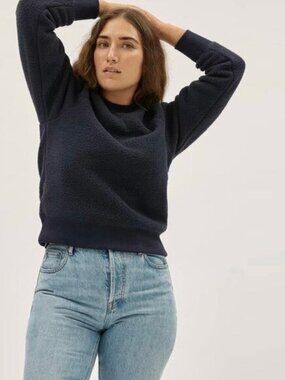 Everlane The ReNew Fleece Raglan Sweatshirt in Dark Navy Size S